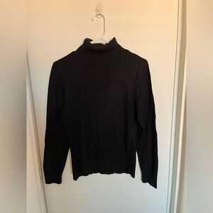 Mainbocher Women's M Ribbed‎ Black Turtleneck Sweater Pullover